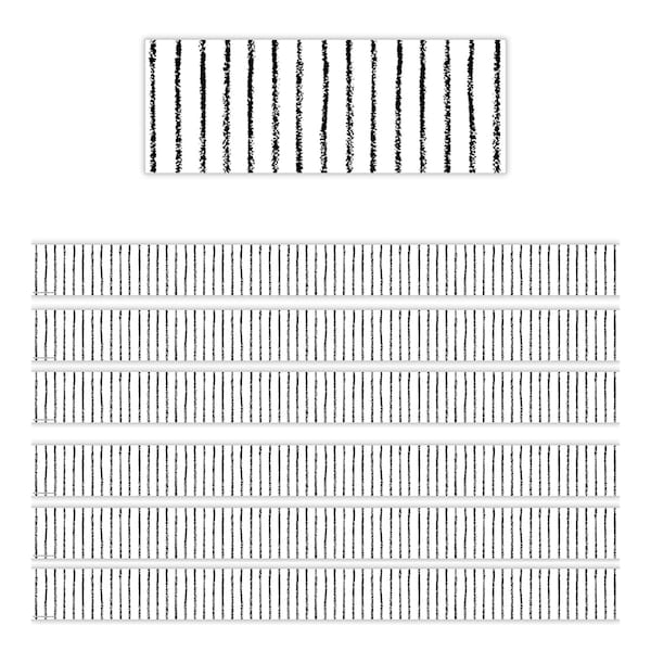 Teacher Created Resources White With Black Pinstripes Straight Border Trim, 72PK 3936 - main